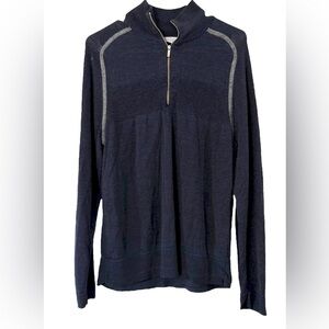 Smartwool Men’s 1/4 Zip Sweater Navy &Gray Size Medium Merino Wool Blend *Read